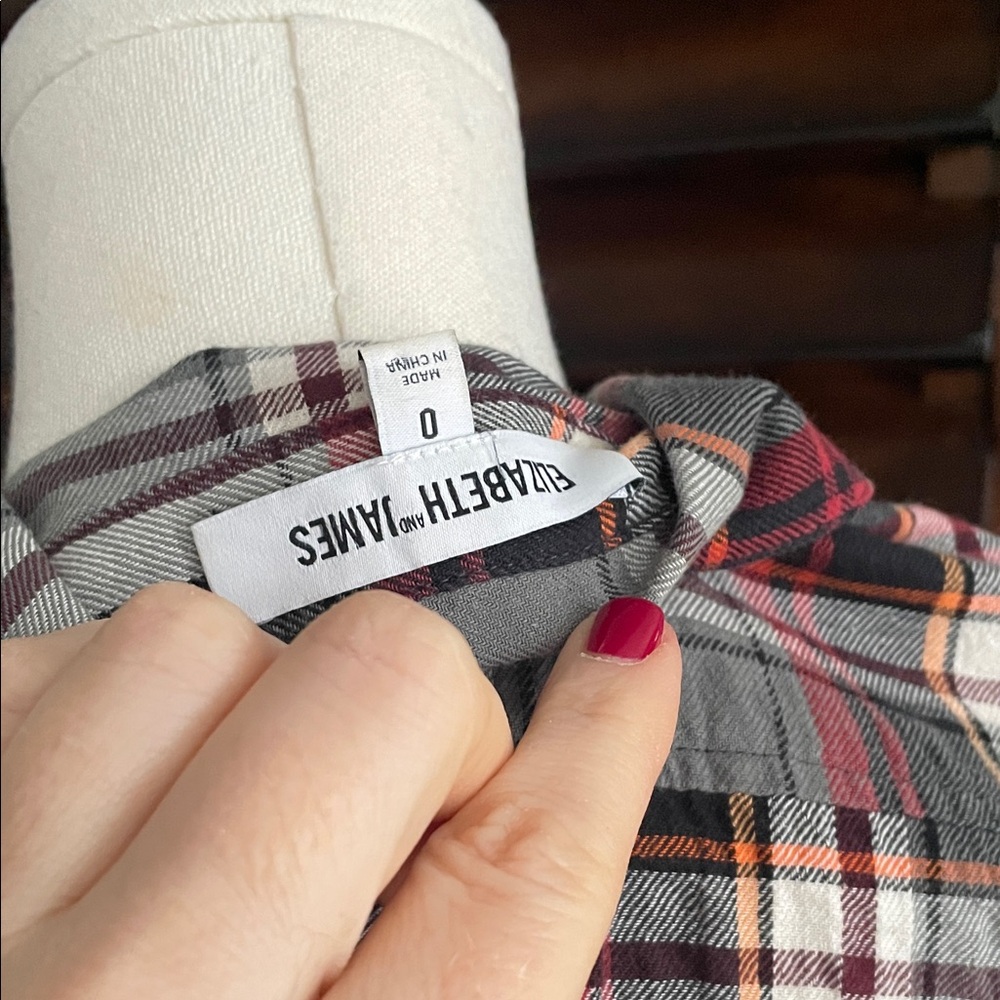 Elizabeth and James Plaid Red and Flannel Shirt Embellishments Size 0 - Picture 9 of 9